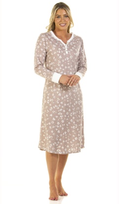 Wysteria Lane Heather Leopard Print Long Sleeve Nightdress